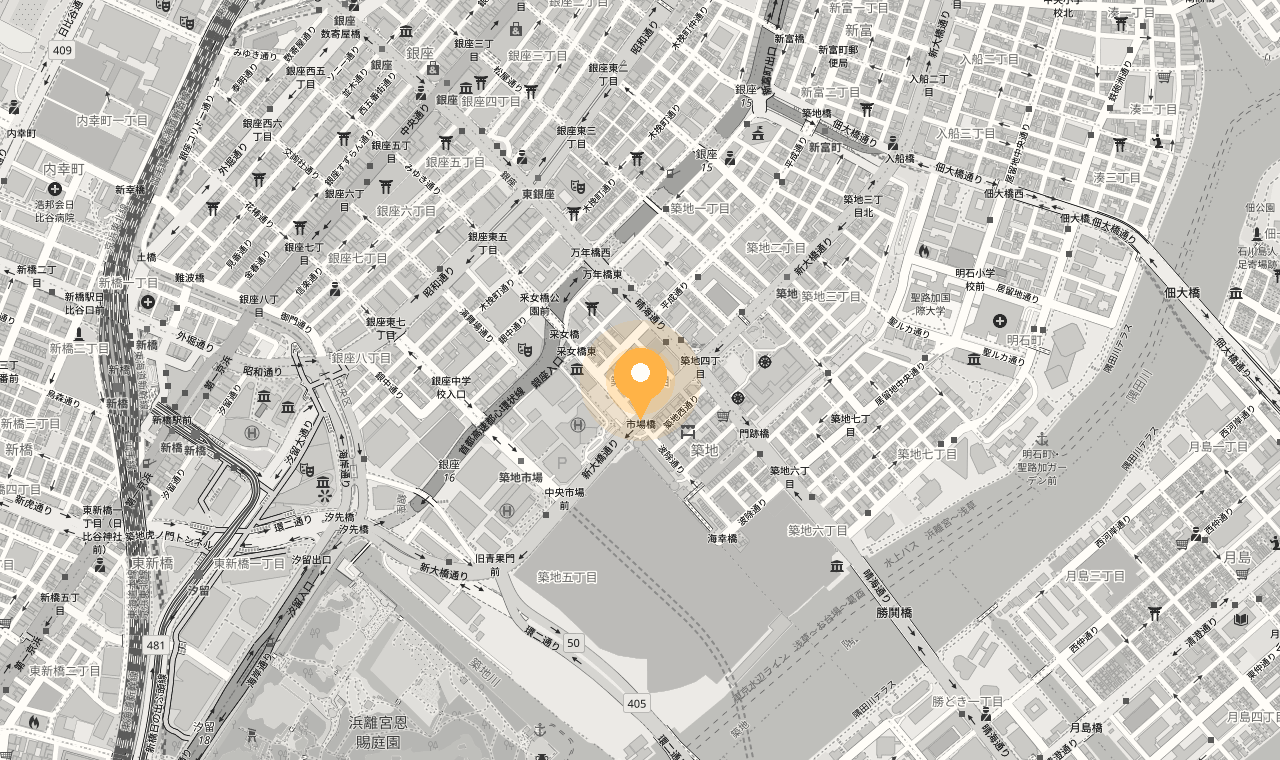 地図: 築地4-9-5 築地どんぶり市場